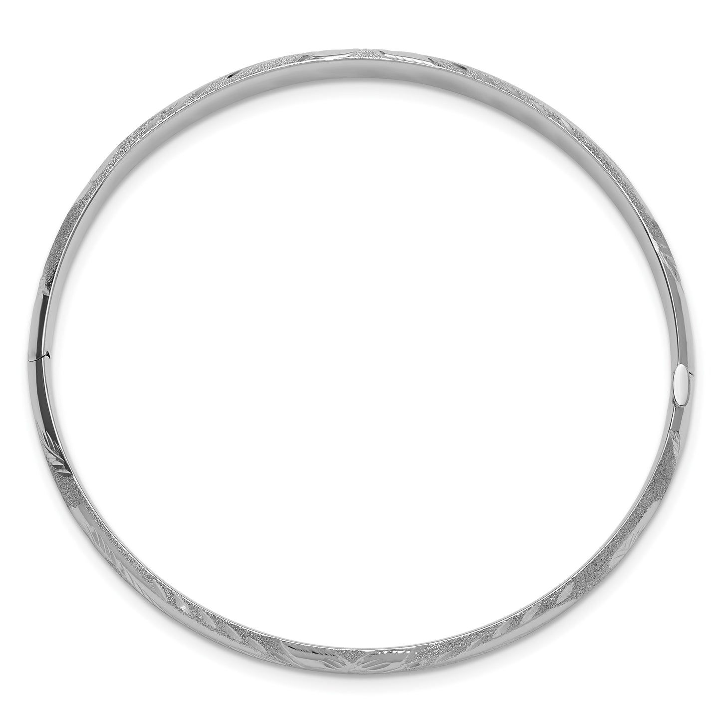 14k 3/16 White Gold Florentine Engraved 5.00mm Hinged Round Bangle Bracelet