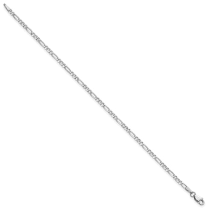 14K White Gold 7 inch 2.25mm Flat Figaro with Lobster Clasp Bracelet