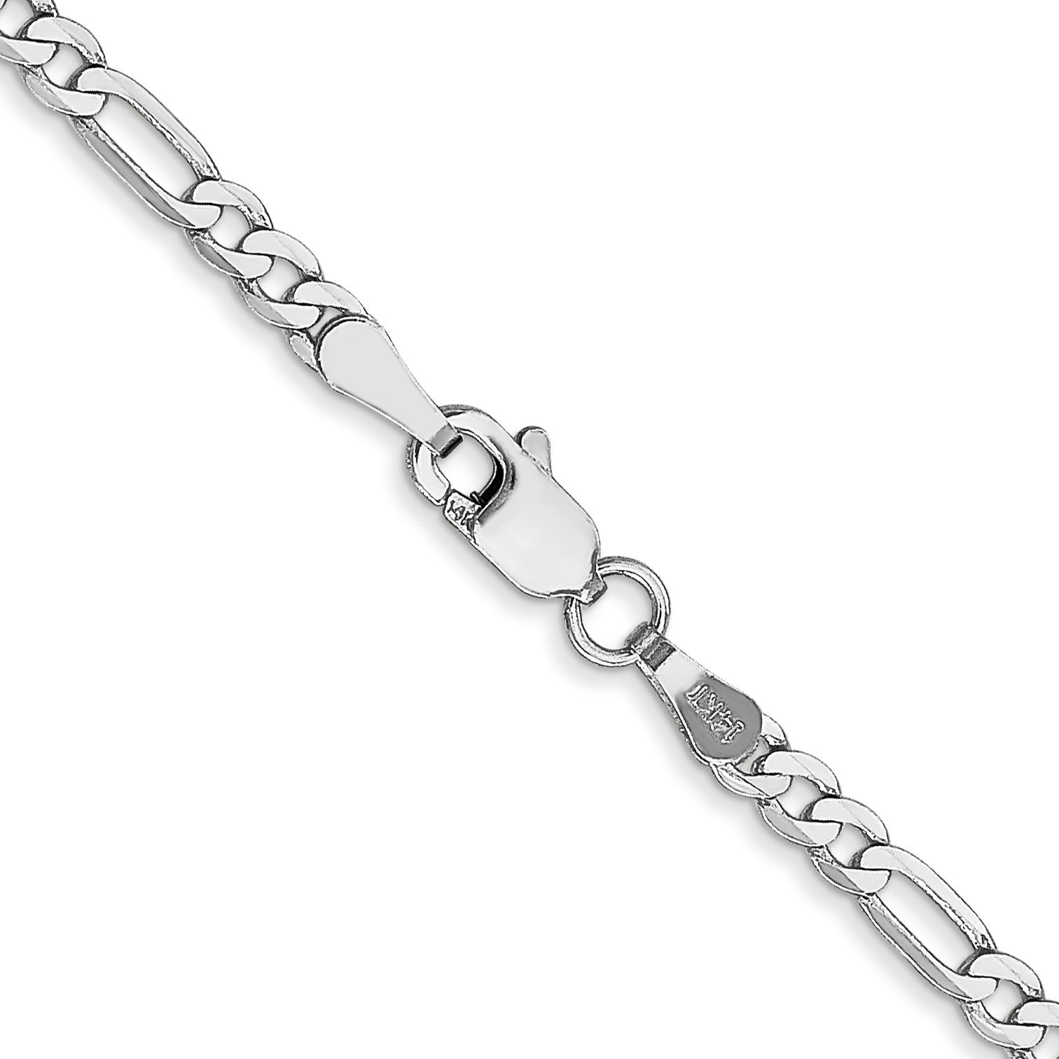 14K White Gold 22 inch 2.75mm Flat Figaro with Lobster Clasp Chain