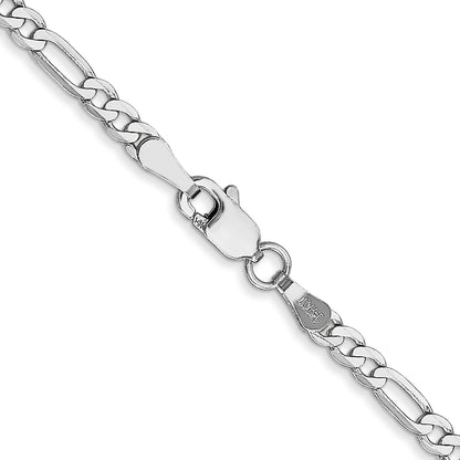 14K White Gold 22 inch 2.75mm Flat Figaro with Lobster Clasp Chain