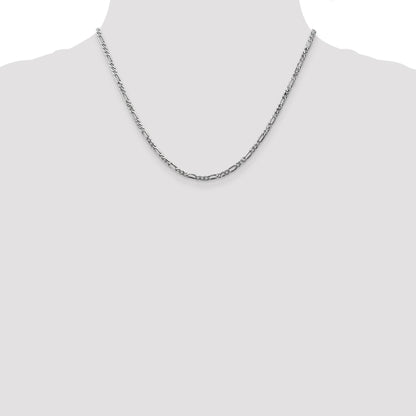 14K White Gold 18 inch 2.75mm Flat Figaro with Lobster Clasp Chain