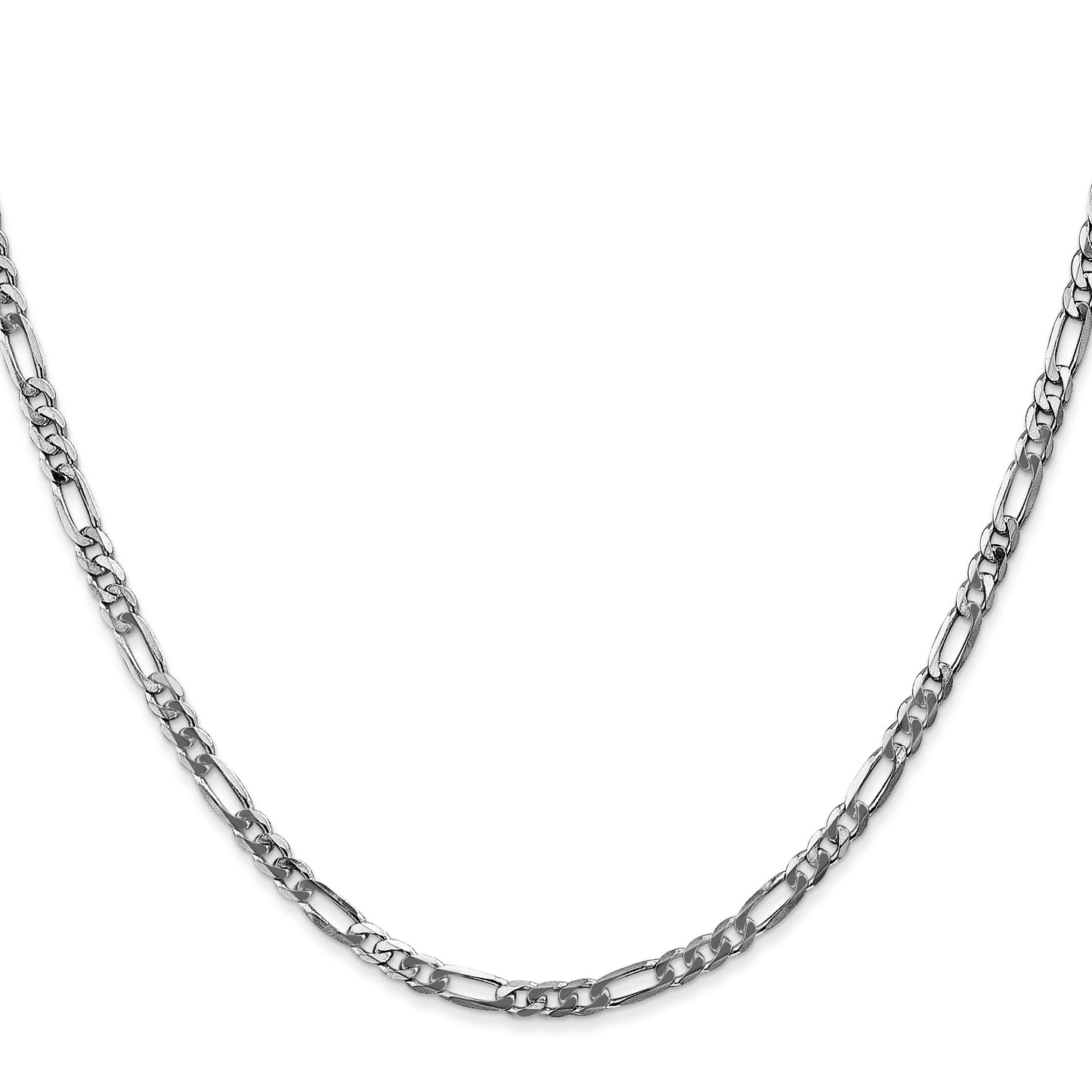 14K White Gold 20 inch 3mm Flat Figaro with Lobster Clasp Chain