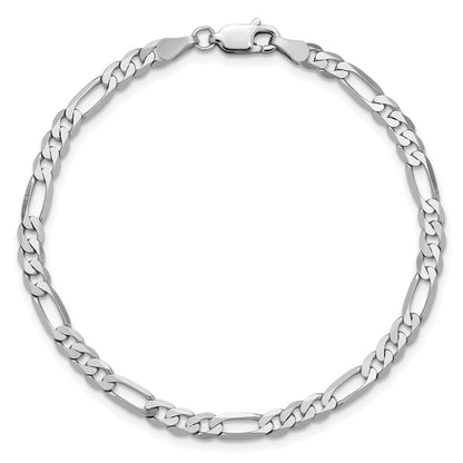 14K White Gold 7 inch 4mm Flat Figaro with Lobster Clasp Bracelet
