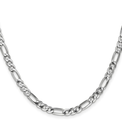 14K White Gold 22 inch 4.5mm Flat Figaro with Lobster Clasp Chain