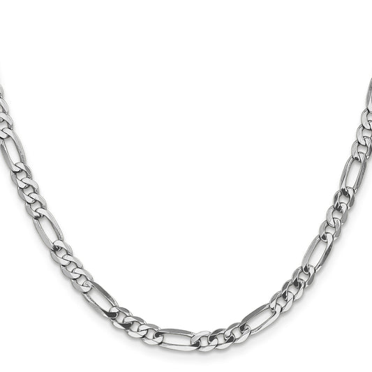 14K White Gold 18 inch 4.5mm Flat Figaro with Lobster Clasp Chain