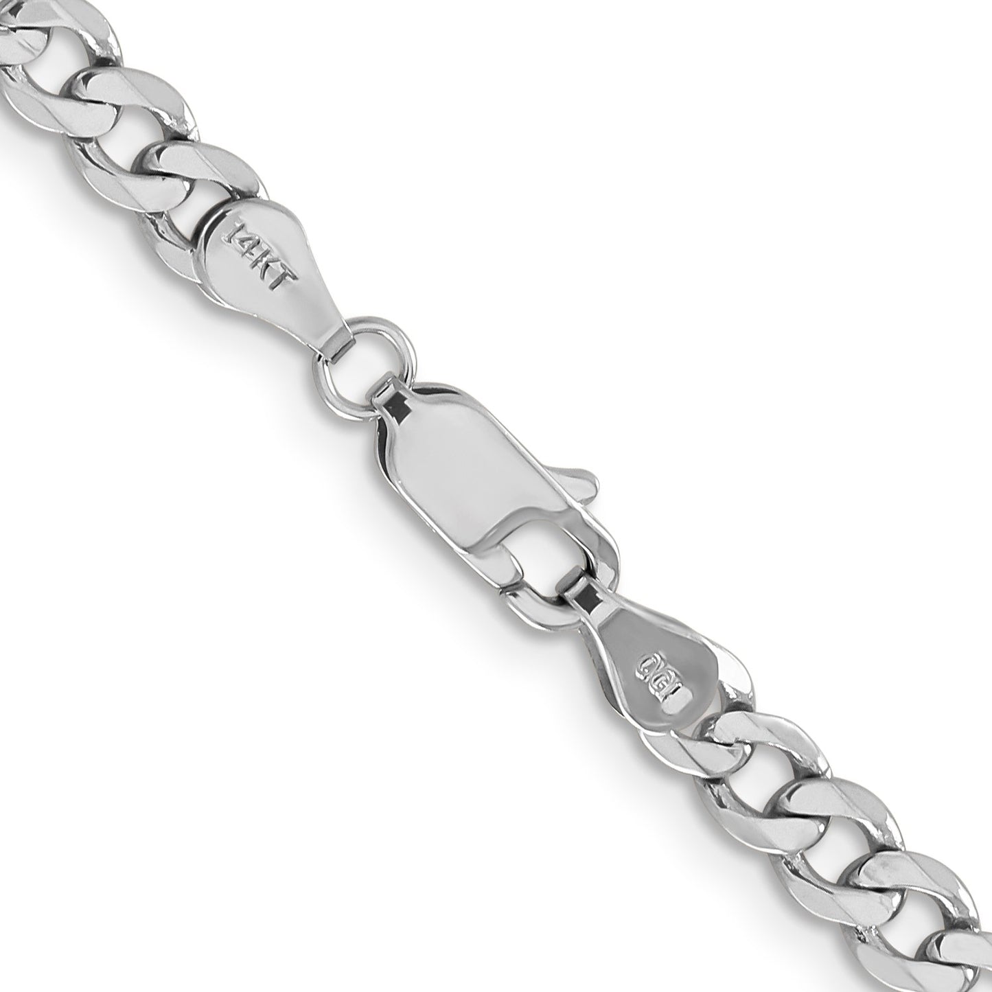 14K White Gold 24 inch 4.5mm Flat Figaro with Lobster Clasp Chain