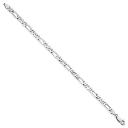14K White Gold 8 inch 4.5mm Flat Figaro with Lobster Clasp Bracelet