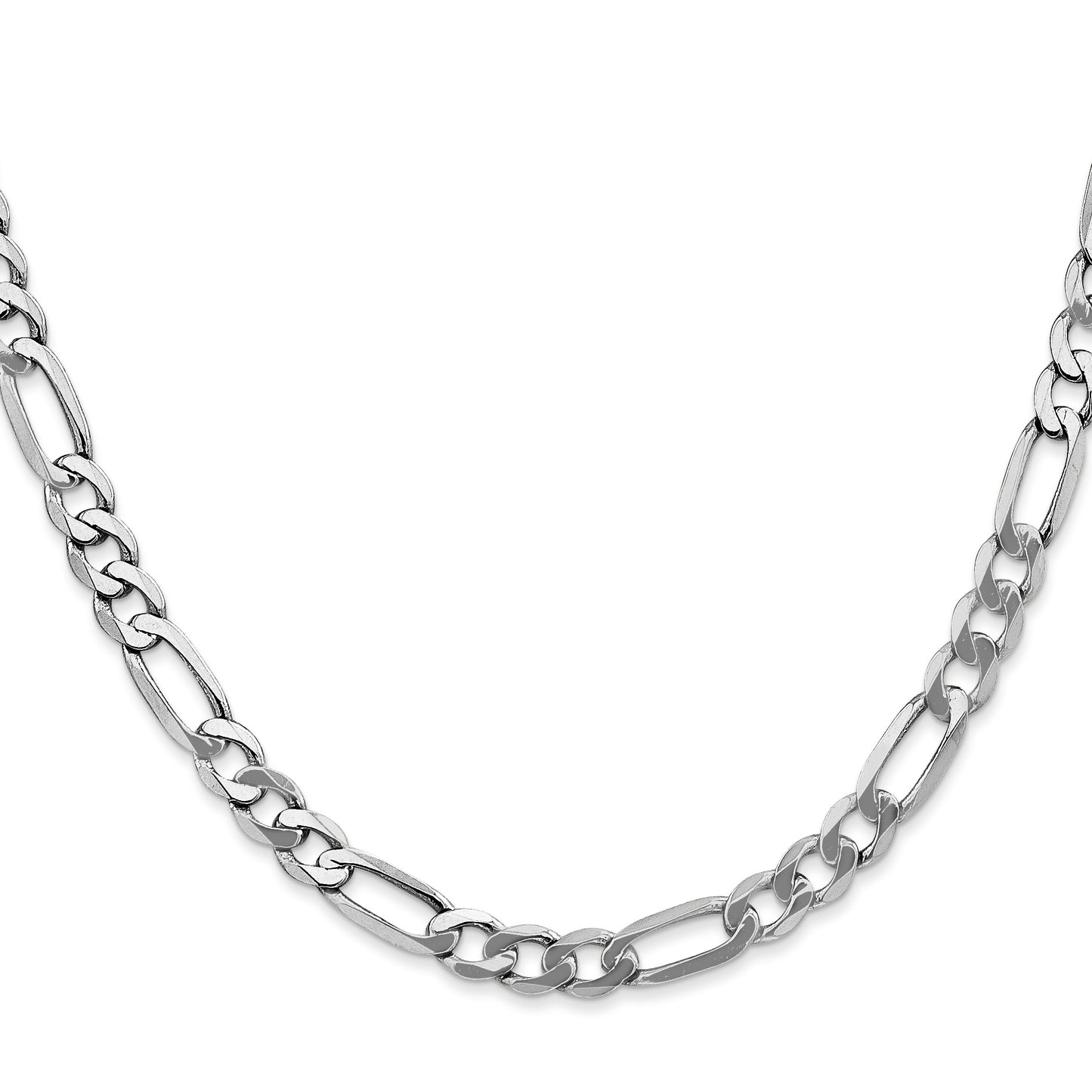 14K White Gold 18 inch 5.5mm Flat Figaro with Lobster Clasp Chain