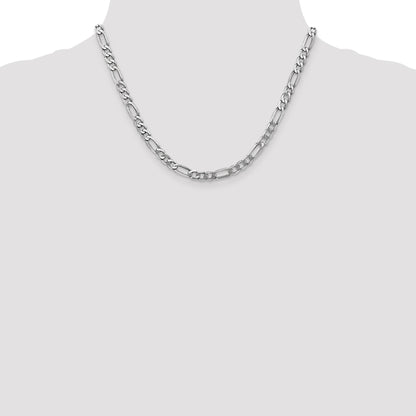 14K White Gold 18 inch 5.5mm Flat Figaro with Lobster Clasp Chain