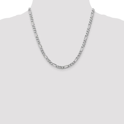 14K White Gold 20 inch 5.5mm Flat Figaro with Lobster Clasp Chain