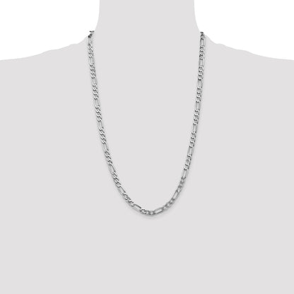 14K White Gold 26 inch 5.5mm Flat Figaro with Lobster Clasp Chain