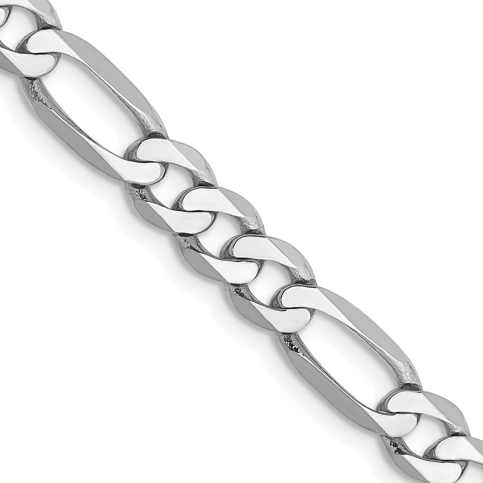 14K White Gold 22 inch 5.5mm Flat Figaro with Lobster Clasp Chain