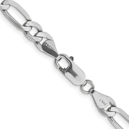 14K White Gold 18 inch 6mm Flat Figaro with Lobster Clasp Chain