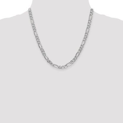 14K White Gold 20 inch 6mm Flat Figaro with Lobster Clasp Chain