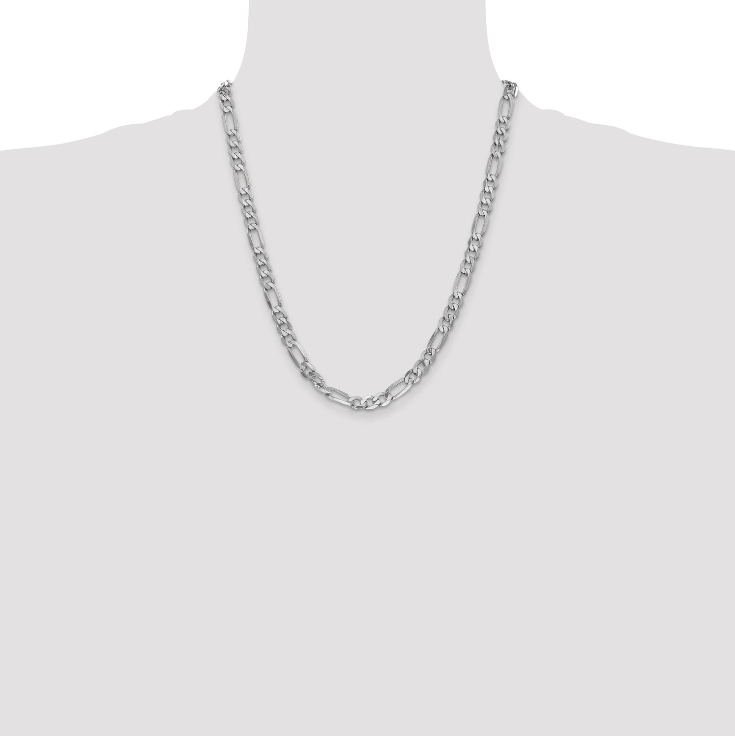 14K White Gold 22 inch 6mm Flat Figaro with Lobster Clasp Chain