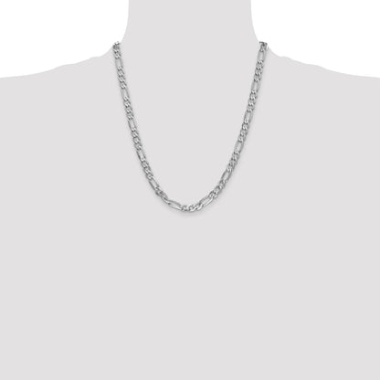 14K White Gold 22 inch 6mm Flat Figaro with Lobster Clasp Chain