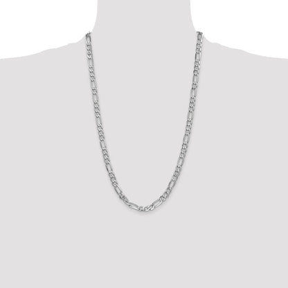 14K White Gold 26 inch 6mm Flat Figaro with Lobster Clasp Chain