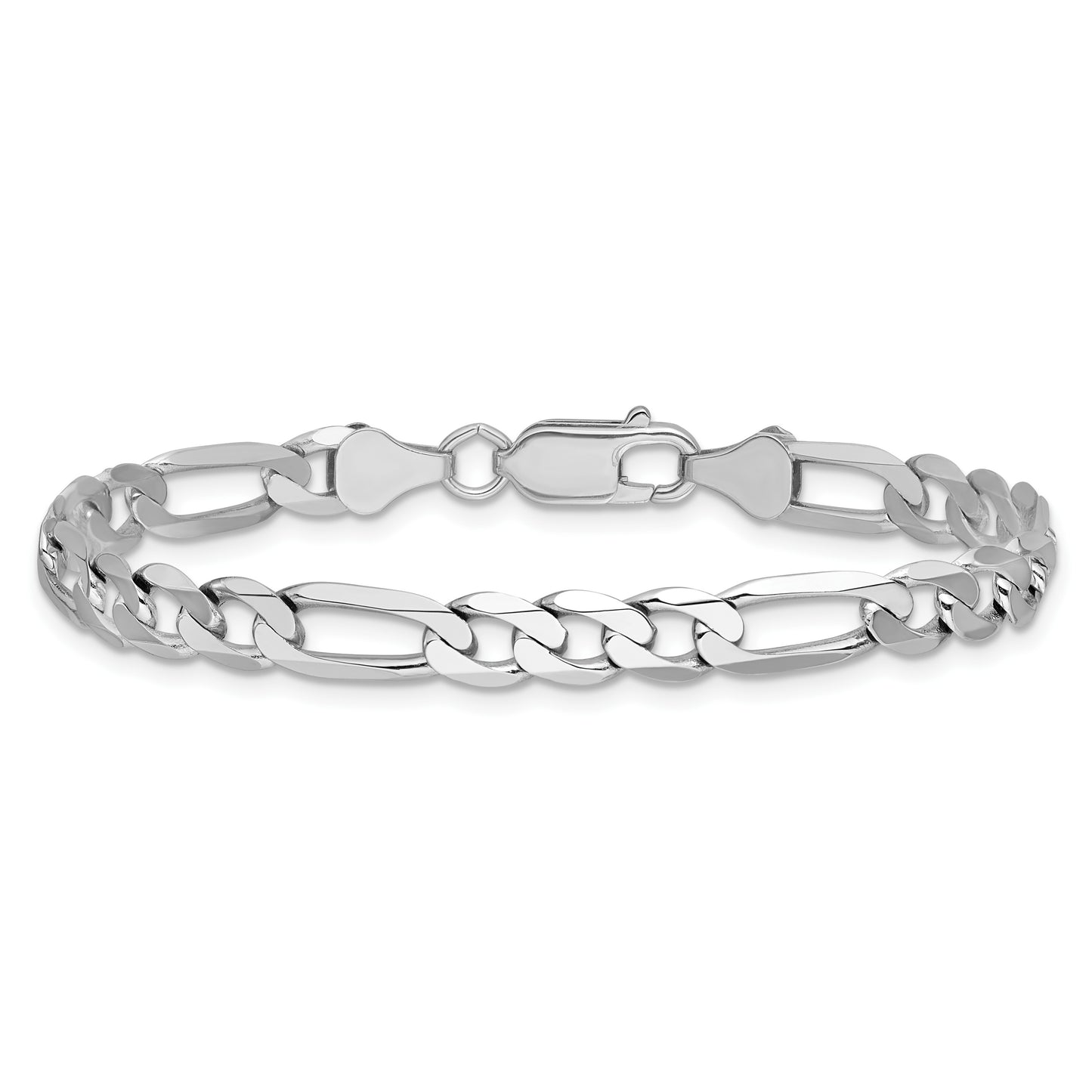 14K White Gold 9 inch 6mm Flat Figaro with Lobster Clasp Chain