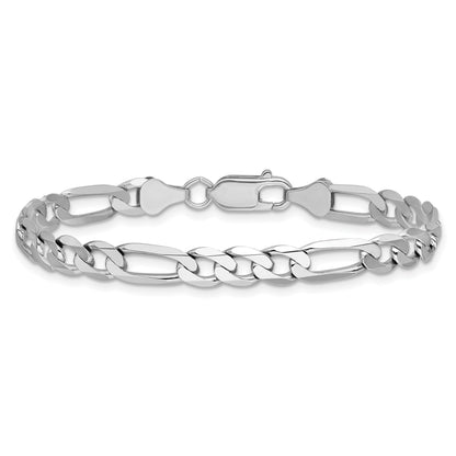 14K White Gold 7 inch 6mm Flat Figaro with Lobster Clasp Bracelet