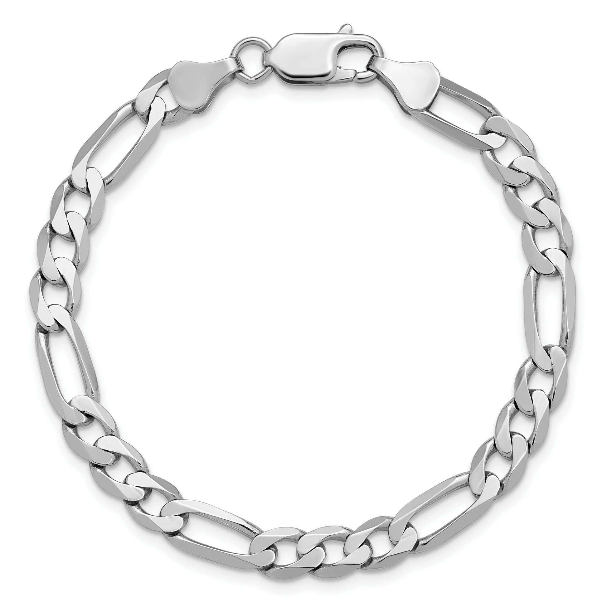 14K White Gold 7 inch 6mm Flat Figaro with Lobster Clasp Bracelet