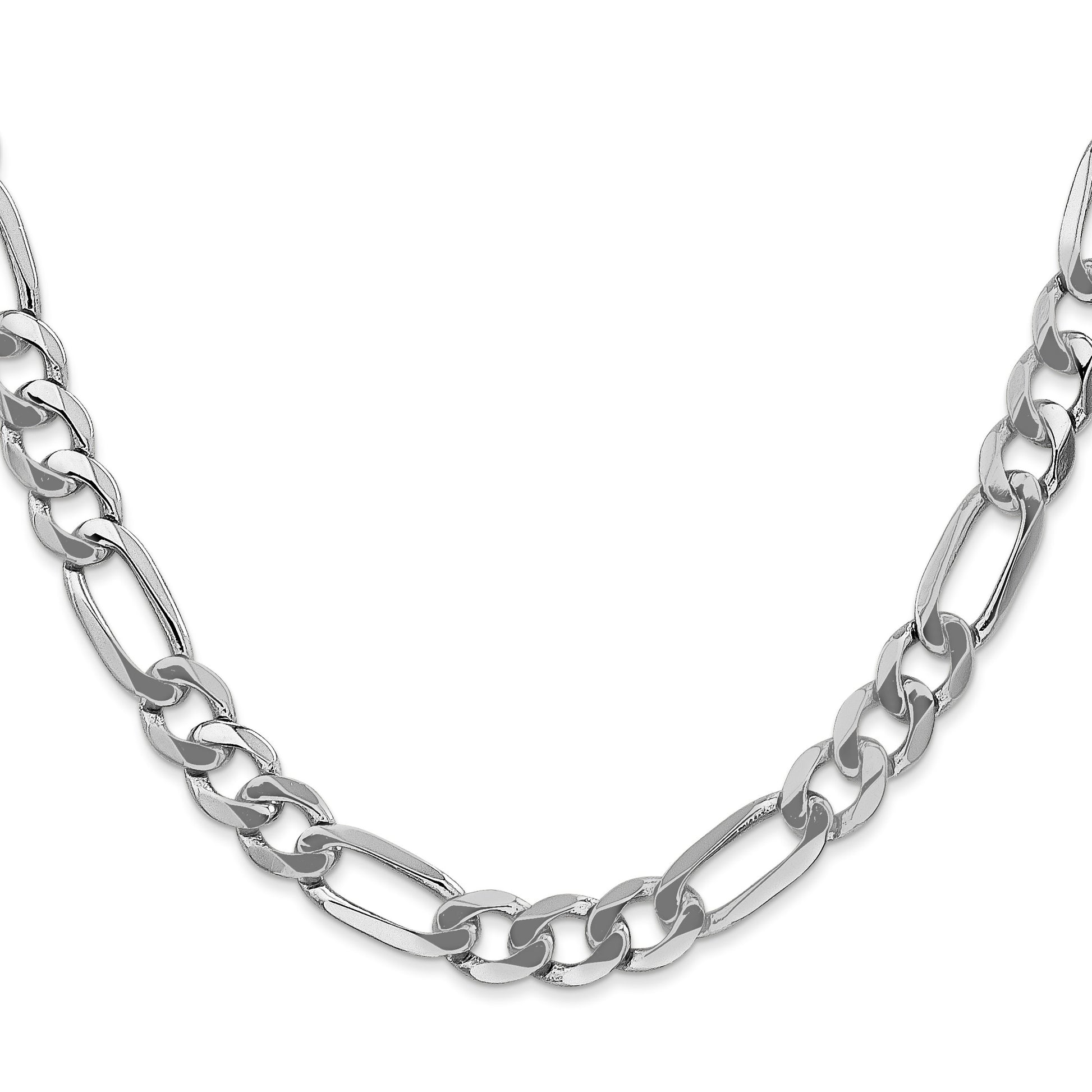 14K White Gold 20 inch 7mm Flat Figaro with Lobster Clasp Chain
