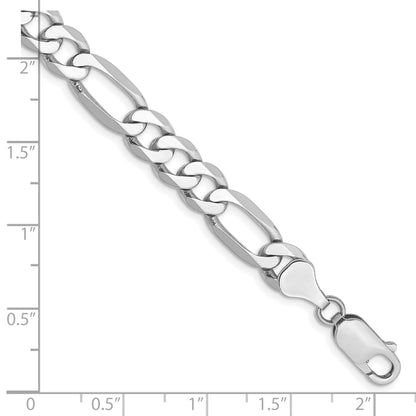 14K White Gold 9 inch 7mm Flat Figaro with Lobster Clasp Chain