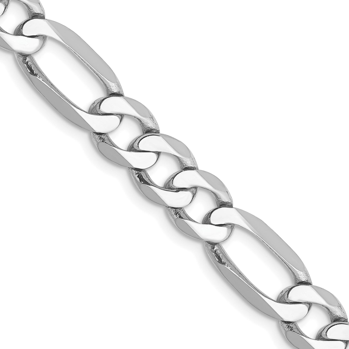 14K White Gold 22 inch 7mm Flat Figaro with Lobster Clasp Chain
