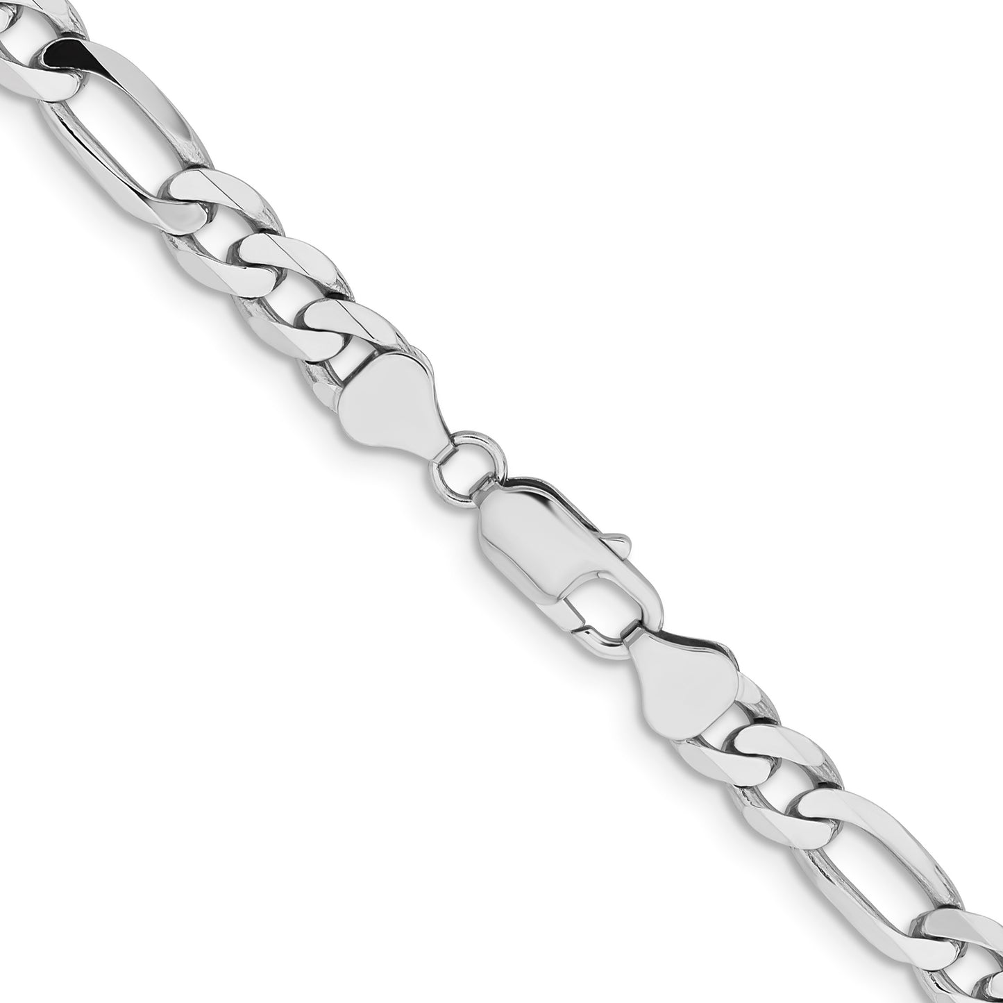 14K White Gold 22 inch 7.5mm Flat Figaro with Lobster Clasp Chain