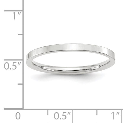 14k White Gold 2mm Standard Weight Flat Comfort Fit Wedding Band Size 8
