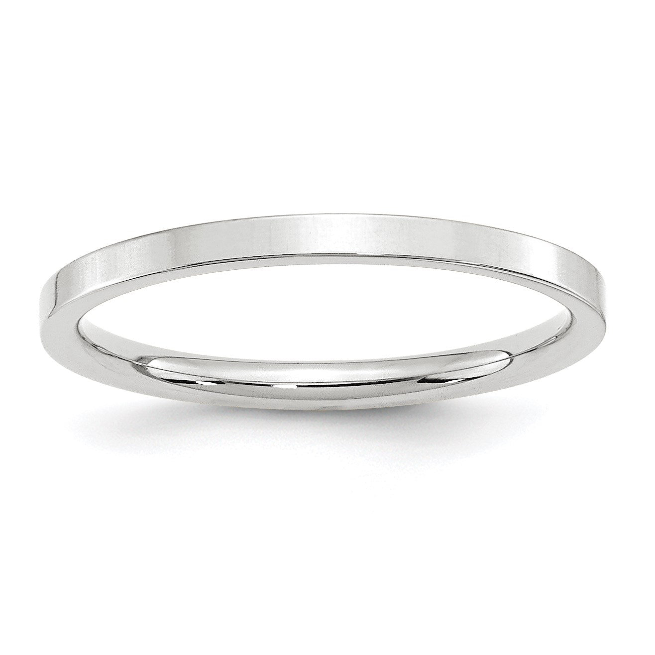 14k White Gold 2mm Standard Weight Flat Comfort Fit Wedding Band Size 5.5