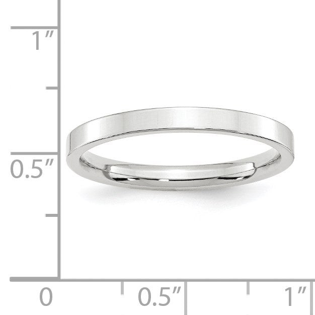 14k White Gold 2.5mm Standard Weight Flat Comfort Fit Wedding Band Size 6.5