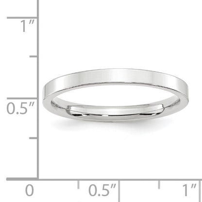 14k White Gold 2.5mm Standard Weight Flat Comfort Fit Wedding Band Size 6.5