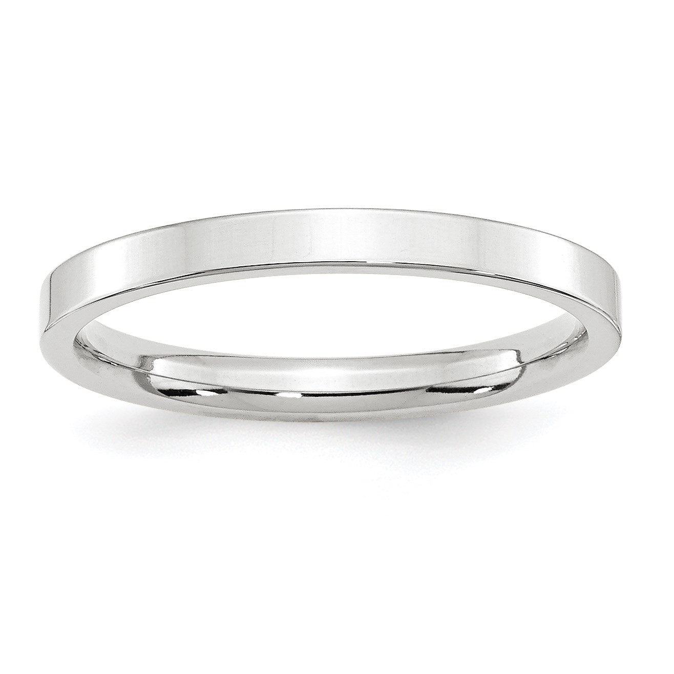 14k White Gold 2.5mm Standard Weight Flat Comfort Fit Wedding Band Size 5.5