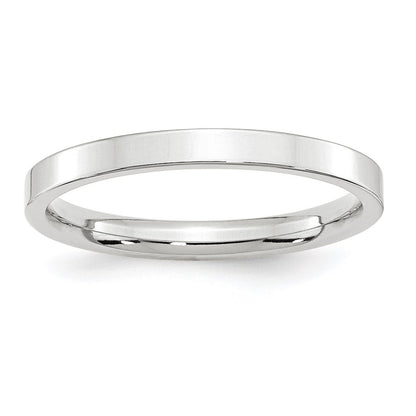 14k White Gold 2.5mm Standard Weight Flat Comfort Fit Wedding Band Size 6.5