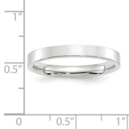14k White Gold 3mm Standard Weight Flat Comfort Fit Wedding Band Size 9.5