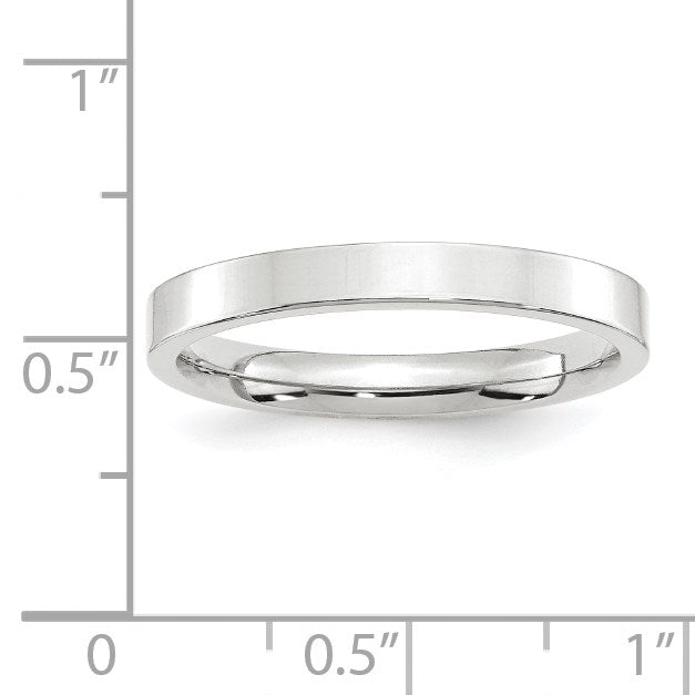 14k White Gold 3mm Standard Weight Flat Comfort Fit Wedding Band Size 13