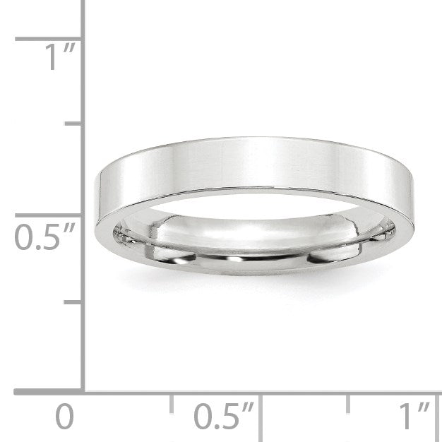 14k White Gold 4mm Standard Weight Flat Comfort Fit Wedding Band Size 5.5