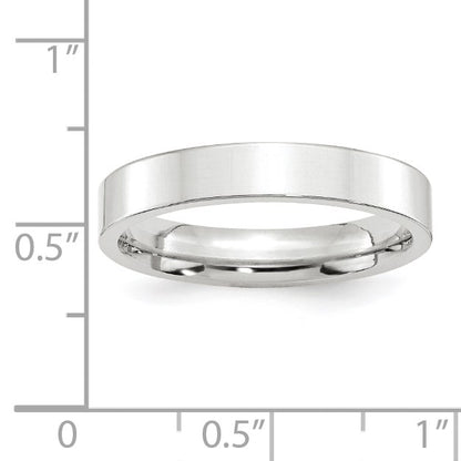 14k White Gold 4mm Standard Weight Flat Comfort Fit Wedding Band Size 10