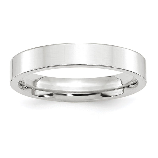 14k White Gold 4mm Standard Weight Flat Comfort Fit Wedding Band Size 9