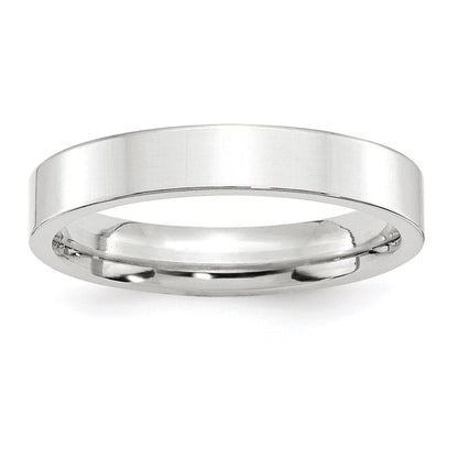 14k White Gold 4mm Standard Weight Flat Comfort Fit Wedding Band Size 10
