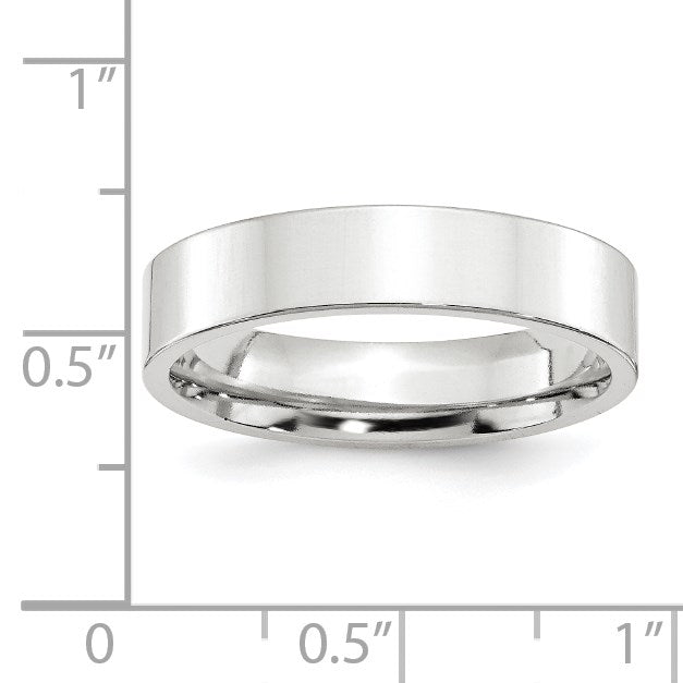 14k White Gold 5mm Standard Weight Flat Comfort Fit Wedding Band Size 11