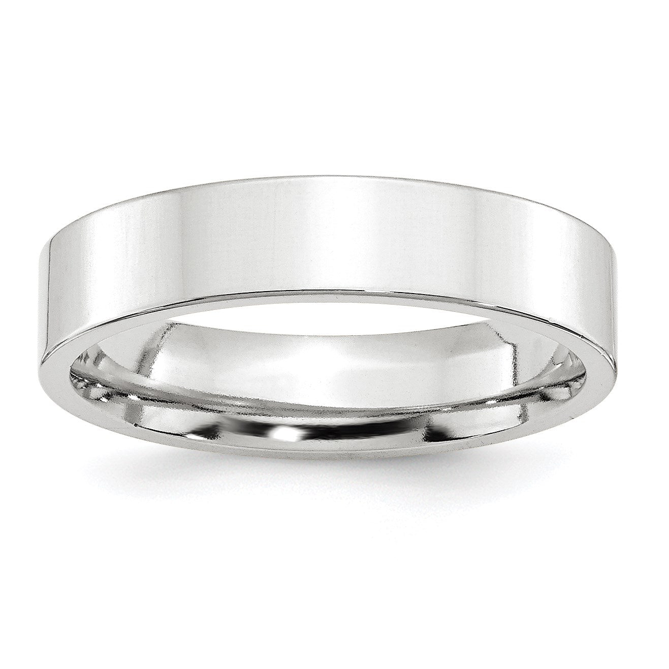 14k White Gold 5mm Standard Weight Flat Comfort Fit Wedding Band Size 10