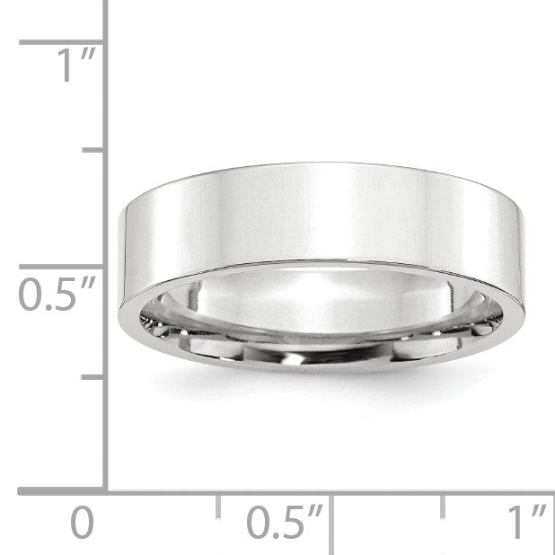 14k White Gold 6mm Standard Weight Flat Comfort Fit Wedding Band Size 11.5