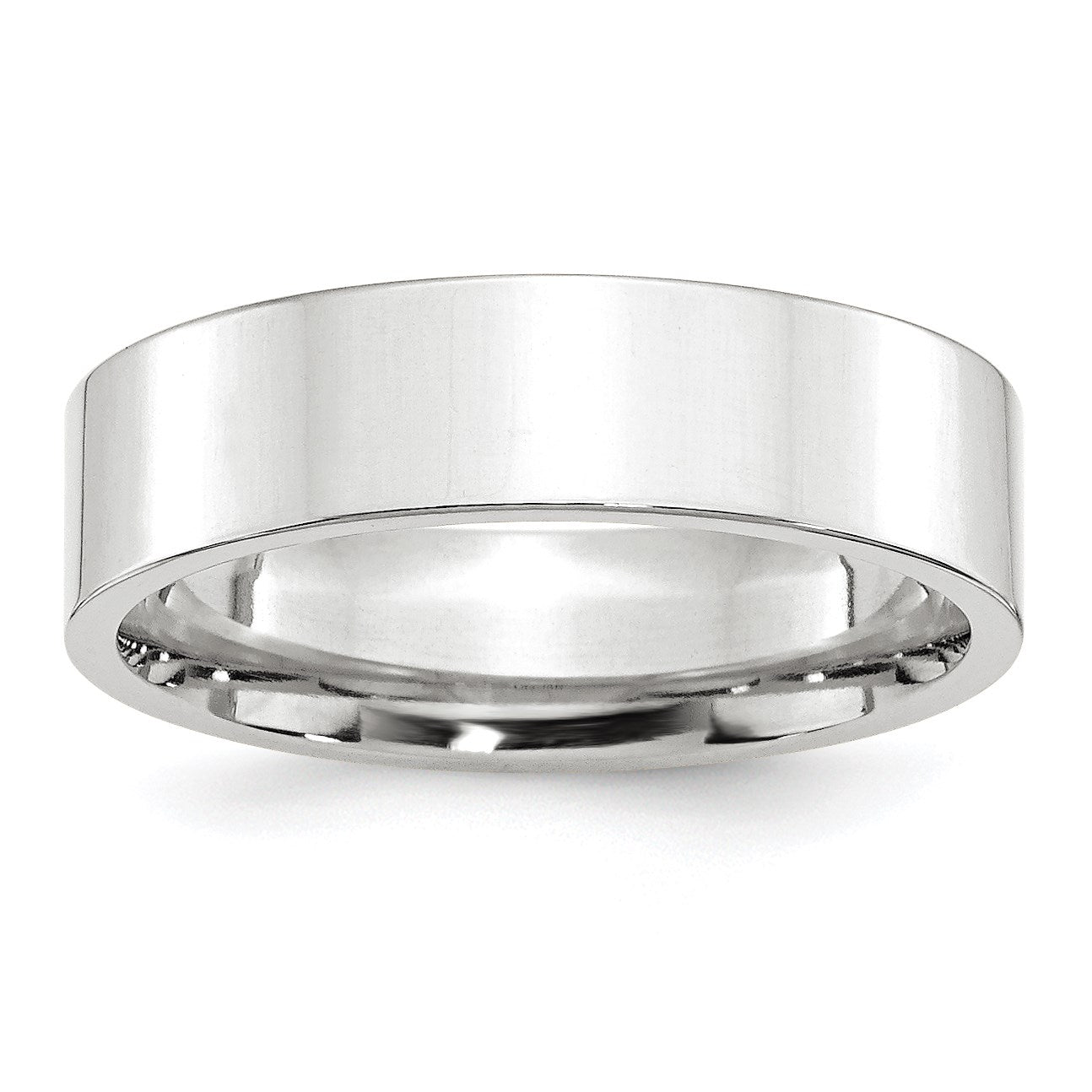 14k White Gold 6mm Standard Weight Flat Comfort Fit Wedding Band Size 11.5