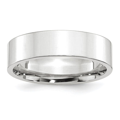 14k White Gold 6mm Standard Weight Flat Comfort Fit Wedding Band Size 9.5