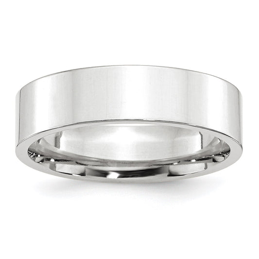 14k White Gold 6mm Standard Weight Flat Comfort Fit Wedding Band Size 9.5