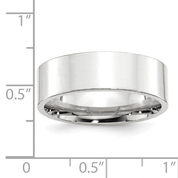 14k White Gold 7mm Standard Weight Flat Comfort Fit Wedding Band Size 10