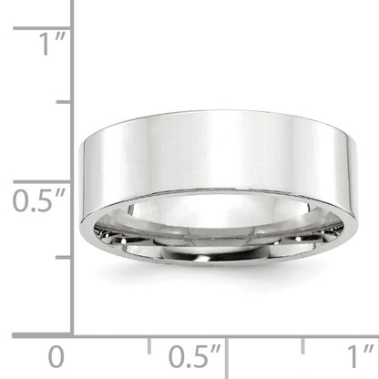 14k White Gold 7mm Standard Weight Flat Comfort Fit Wedding Band Size 13.5