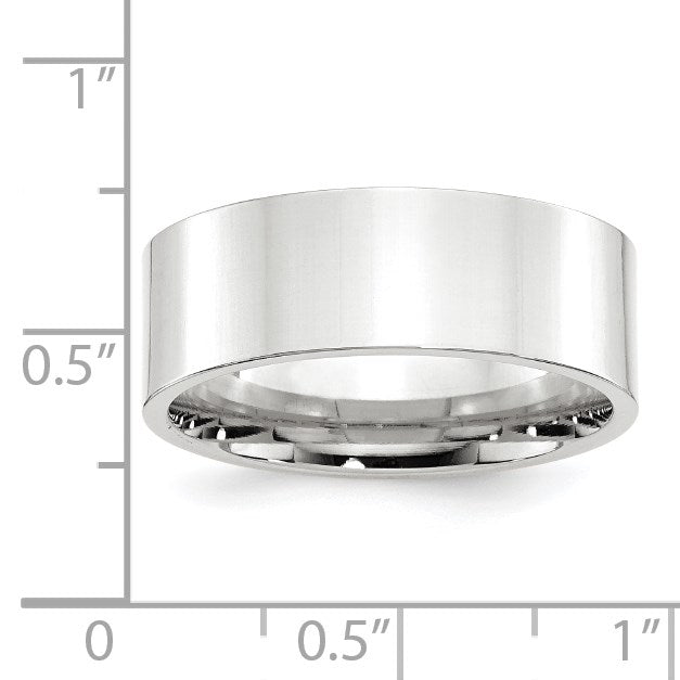 14k White Gold 8mm Standard Weight Flat Comfort Fit Wedding Band Size 14
