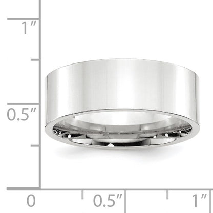 14k White Gold 8mm Standard Weight Flat Comfort Fit Wedding Band Size 14